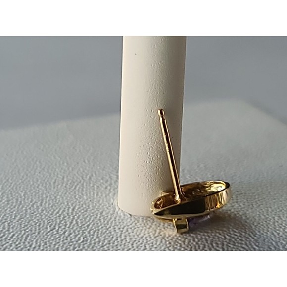 10K Gold Marquise Cut Lolite And Cubic Zirconia Accent Stud Post Earrings - Picture 9 of 10